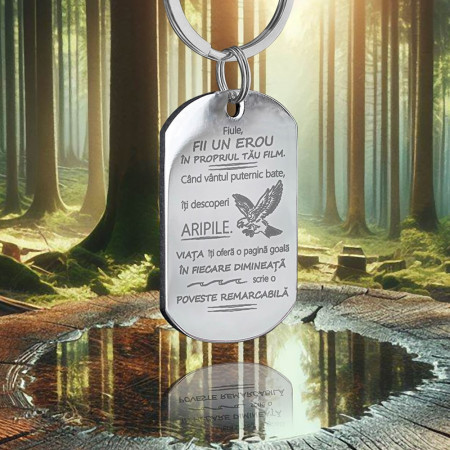 Large Army Keychain with Message for Son - Img 2