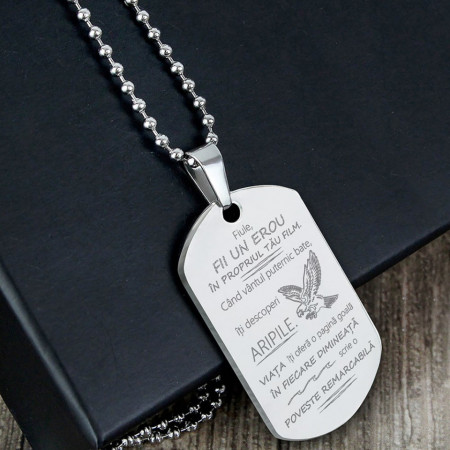 Medium Army Pendant with Message for Son - Img 2