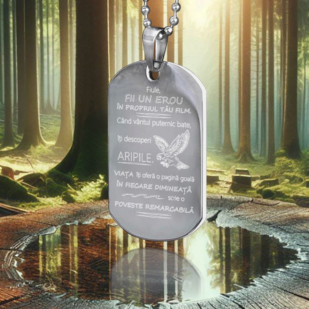 Large Army Pendant with Message for Son - Img 3