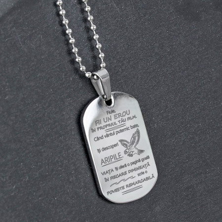 Medium Army Pendant with Message for Son - Img 3