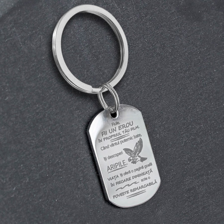 Small Army Keychain with Message for Son - Img 5