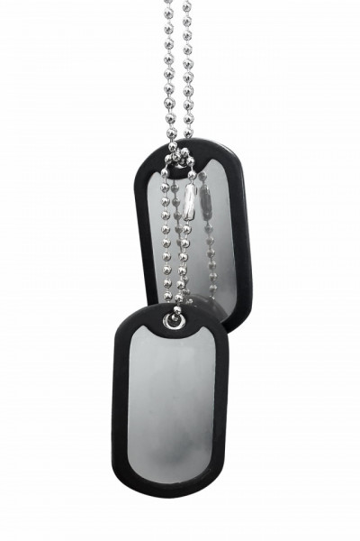 2 Military Tags 2 Rubber Edge Chains - Img 2