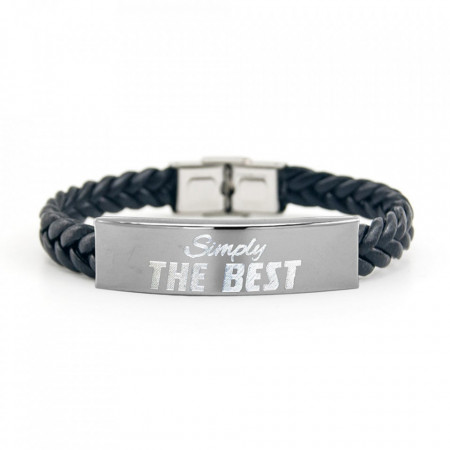 Leather bracelet, braided strap, stainless steel insert - Img 5