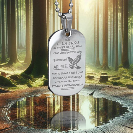 Medium Army Pendant with Message for Son - Img 5