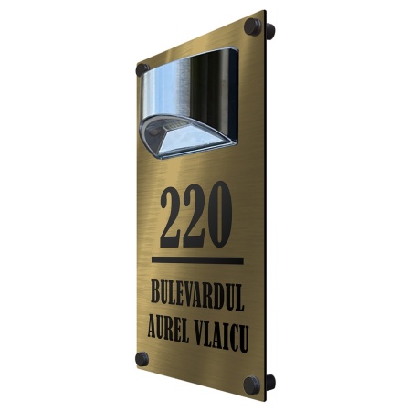 Numar Casa cu Lampa Solara, Gold Personalizat - Img 5