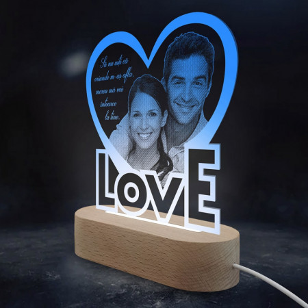 Veioza Love Albastra LED Personalizata - Img 2