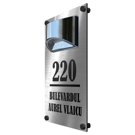 House Number with Solar Lamp, Personalized Silver - Img 2
