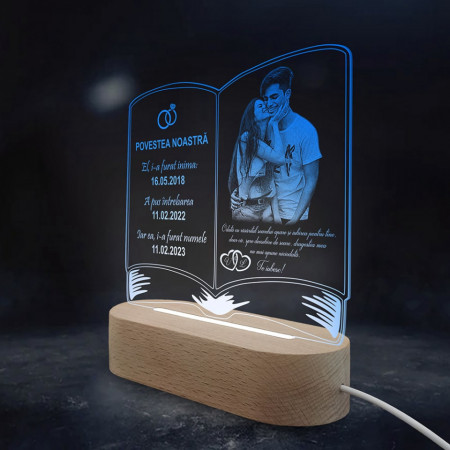 Veioza Carte Albastra LED Personalizata - Img 2