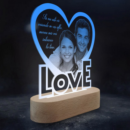 Veioza Love Albastra LED Personalizata - Img 3