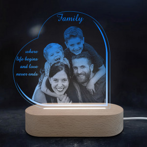 Personalized Blue LED Family Lamp