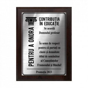 Placheta Diploma Argintie Profesor - Img 1