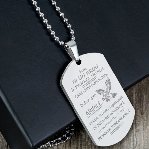 Large Army Pendant with Message for Son