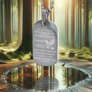 Medium Army Pendant with Message for Son