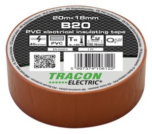 Bandă izolatoare, maro 20m×18mm, PVC, 0-90°C, 40kVmm