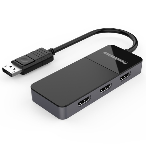 Adaptor DisplayPort 1.4 (T) la 3x HDMI 2.0 (M), Spliter, Extended sau Mirror, 4K 3840x2160p @60Hz, Cablu 15cm, Negru, Basekit