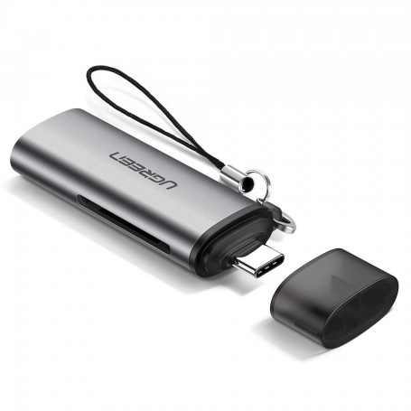 CARD READER extern Ugreen, "CM184" interfata USB Type-C, citeste/scrie: SD si TF,microSD viteza pana la 5Gbps,suporta carduri maxim 512 GB, plastic,gri "50704" - 6957303857043