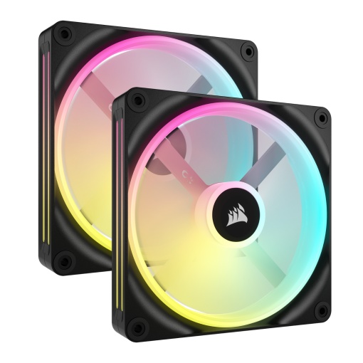 Set 2x Ventilator Corsair iCUE Link QX140 RGB si 1x iCUE Link System Hub, 140 mm, 2000 rpm, Negru, CO-9051004-WW