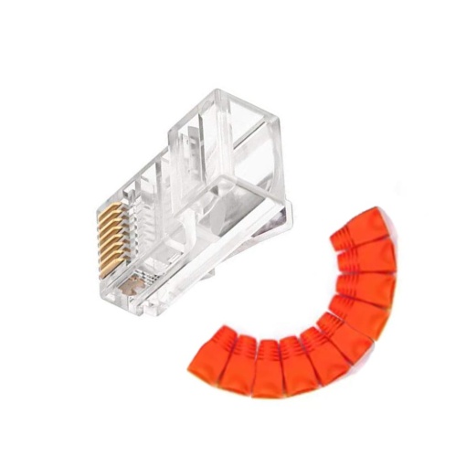 Basekit SRJK-ORANGE Set 10x Conectori RJ45 cu Manson Protectie, Portocaliu