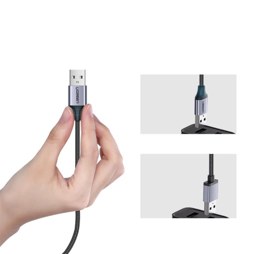 Cablu Date si Incarcare USB la Micro, Ugreen, 2 m, Negru + Gri