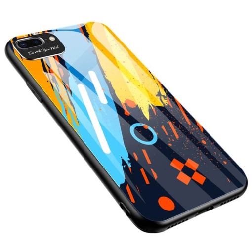 Husa din Sticla iPhone 7 Plus / 8 Plus, Basekit Glass Color Case Model 1/2/3/4/5 - Model 1