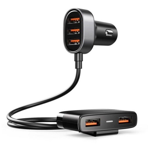 JoyRoom JR-CL03 Incarcator Auto 30W, 3x USB-A + Hub 2x USB-A, 5V 6.2A, Cablu 1.5m, Negru