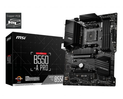 PLACA de BAZA MSI "B550-A PRO", skt AM4, ATX, AMD B550, 4 x DDR4, max. 128 GB, 6 x SATA, 2 x M.2, 7.1, "B550-A PRO"