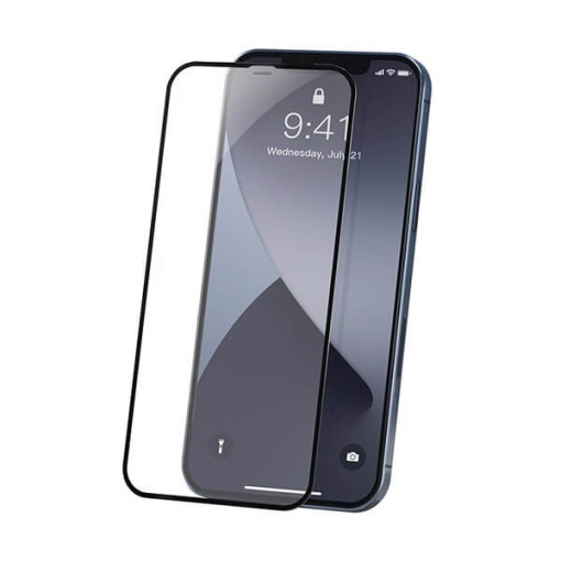 Set 2x Sticla Protectie Clear iPhone 12 Mini, Baseus Curved Screen, 3D Full Glue 9H, 0.23 mm, Rama Antisoc