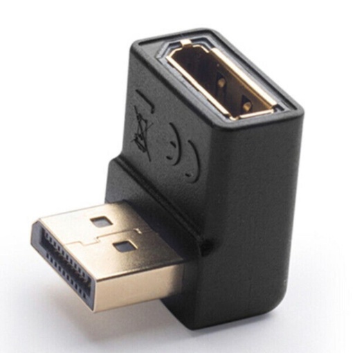 Adaptor DisplayPort 1.2 (T) la DisplayPort 1.2 (M), Unghi 90 Grade Jos, 4K 3840x2160p @60Hz, Negru, Basekit