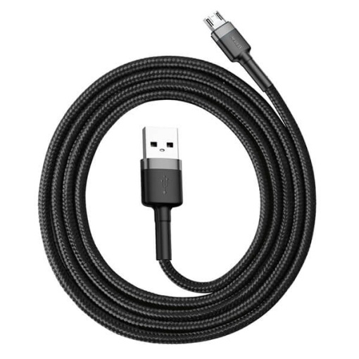 Cablu Date Si Incarcare USB la Micro, Baseus, Negru + Silver, Ultrarezistent, 0.5/1/2 m