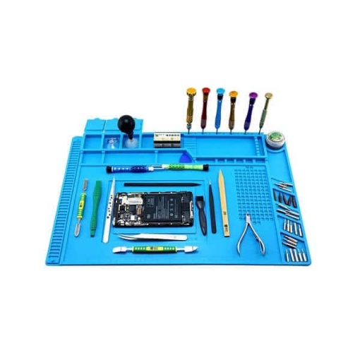 Covor Service Antistatic 45 x 30 cm cu Organizator Componente Basekit S-160, Izolator Termic 500Â°C, Albastru