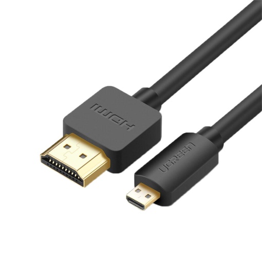 Cablu Micro HDMI Tata la HDMI 2.0 Tata, Ugreen HD127, 4K@60Hz, 30AWG, 3 Metri, Negru
