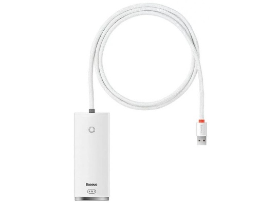 HUB extern Baseus Lite, porturi USB: USB 3.0 x 4, conectare prin USB 3.0, lungime 1m, alb "WKQX030102" - 6932172606213