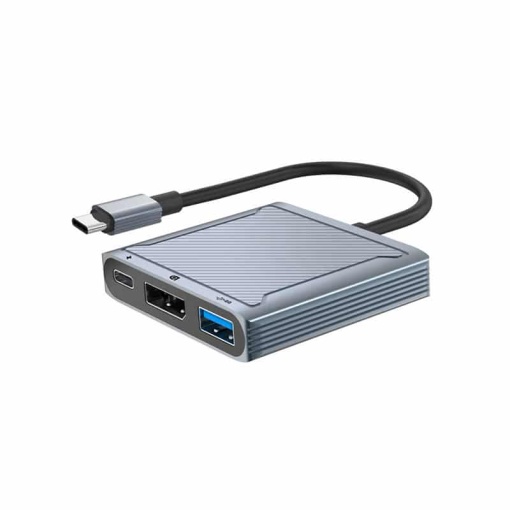 Hub Multiport 3 in 1, Basekit TD-USH370, USB Type-C la DP 8K 60Hz , USB A 2.0, USB-C PD 60W, Space Grey