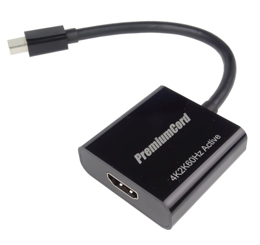 Adaptor Mini DisplayPort 1.2 (T) la HDMI 2.0 (M), 4K 3840x2160p @60Hz, Cablu 15cm, Negru, Basekit