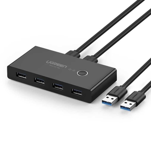 Hub Multiport 2 in 4 Ugreen US216, USB la 4 x USB 3.0, Sharing Switch Selector, Negru