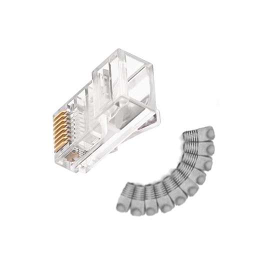 Set 10x Conectori RJ45 cu Manson Protectie, Alb