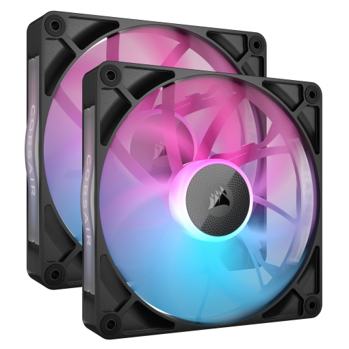 Set 2x Ventilator Corsair iCUE Link RX140 RGB si 1x iCUE Link System Hub, 140 mm, 1700 rpm, Negru, CO-9051020-WW