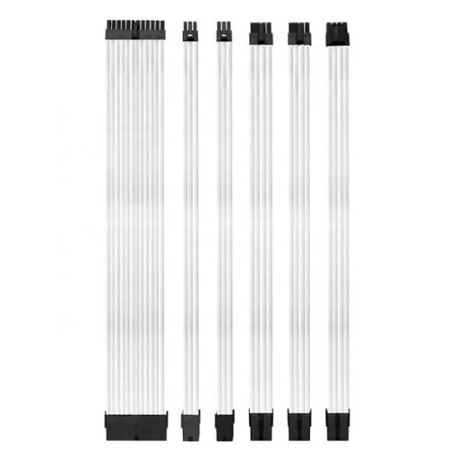 Set Prelungire Cabluri Sursa ATX, Asiahorse Modding Sleeve, Kit Extender, Mesh Textil, 30 cm, 18AWG, Alb