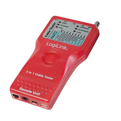 TESTER CABLU RETEA LOGILINK, pt. cablu UTP, FTP, USB, coaxial, conector RJ45, RJ11, BNC, USB, IEEE1394, "WZ0014"
