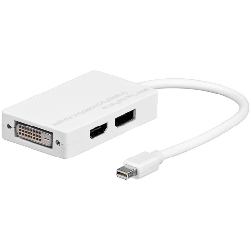 Adaptor Mini DisplayPort 1.2 (T) la VGA (M), DVI (M), HDMI 1.3 (M), FHD 1920x1080 @60Hz, Alb, Basekit