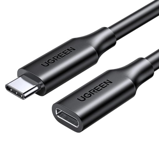 Cablu Extender USB-C 3.2 Gen2 (T) la USB-C 3.2 Gen2 (M), Transfer Date 10 Gbps, Transfer Video 4K @60Hz, Ugreen ED008, Negru, 1m