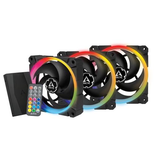 Set 3x Ventilator Arctic BioniX P120 A-RGB si Controller, 120x120x25mm, 2300 rpm, 4 Pini PWM, Low Noise, High Static Pressure, Negru, ACFAN00156A