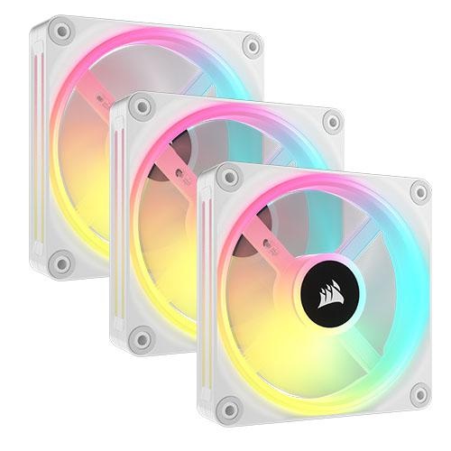 Set 3x Ventilator Corsair iCUE Link QX120 RGB si 1x iCUE Link System Hub, 120 mm, 2400 rpm, Alb, CO-9051006-WW