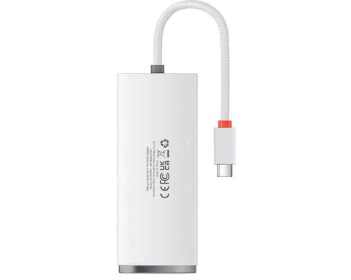 HUB extern Baseus Lite, porturi USB: USB 3.0 x 4, conectare prin USB Type-C, lungime 1m, alb, "WKQX030402" - 6932172606275