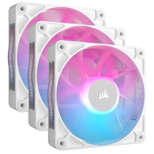 Set 3x Ventilator Corsair iCUE Link RX120 RGB si 1x iCUE Link System Hub, 120 mm, 2100 rpm, Alb, CO-9051022-WW