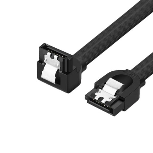 Cablu Flexibil SATA-SATA 90°, Ugreen US217, Conectare Hard-disk SSD, SATA III 6 Gbps, 0.5m, Computer Modding, Negru