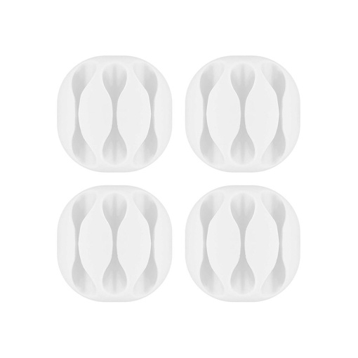 Set 4x Organizatoare Cabluri, Basekit, 3 Locuri, Diametru Cablu 5,4mm, Alb