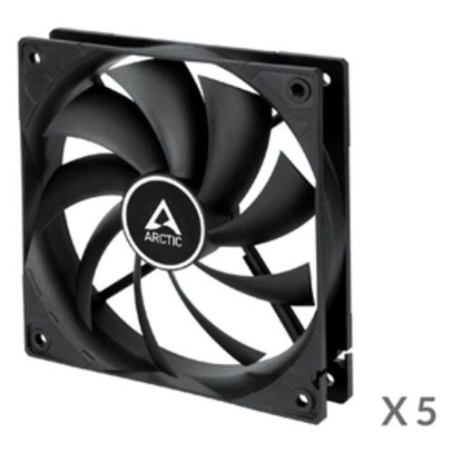 Set 5x Ventilator Arctic F12 PWM PST, 120x120x25mm, 1350 rpm, 4 Pini PWM, 4 Pini Socket,Low Noise, Negru, ACFAN00250A