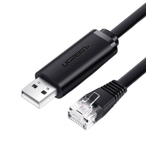 Cablu Consola USB 2.0 (T) la RJ45 Serial (T) LAN, Ugreen CM204, Negru