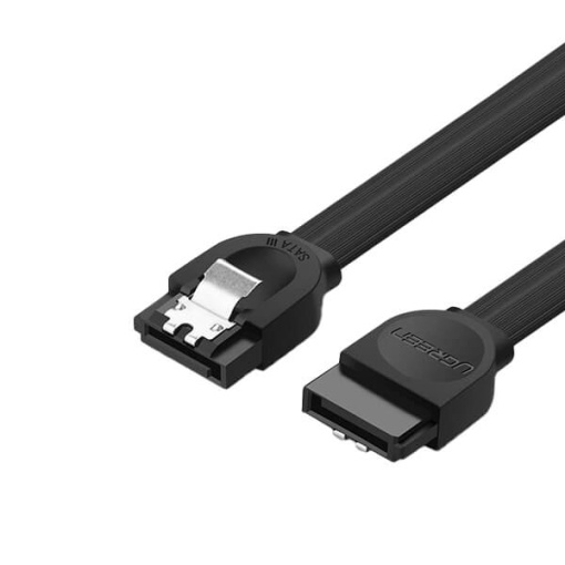 Cablu Flexibil SATA-SATA, Ugreen US217, Conectare Hard-disk SSD, SATA III 6 Gbps, 0.5m, Computer Modding, Negru